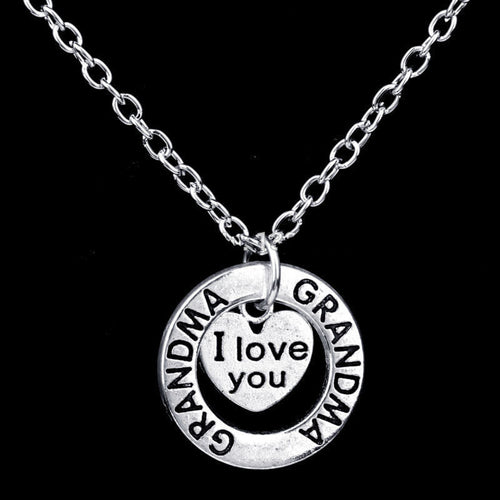 I Love You Grandma Heart Pendant Necklace 