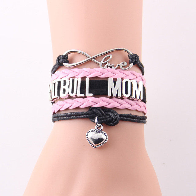 INFINITY LOVE PITBULL MOM BRACELET WRISTBAND