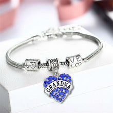 Grandma Crystal Heart Pendant Charm Bracelet 